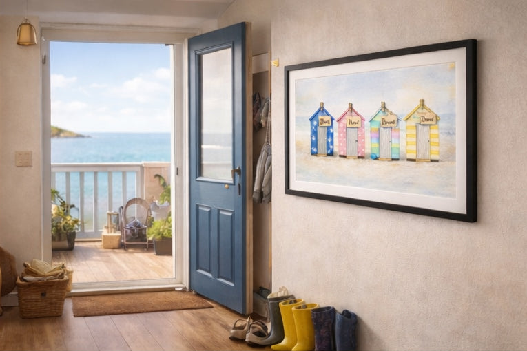 Personalised Family Beach Hut Watercolour Print