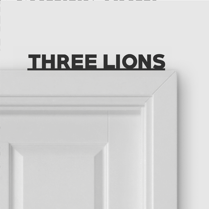THREE LIONS door topper in Bold font style