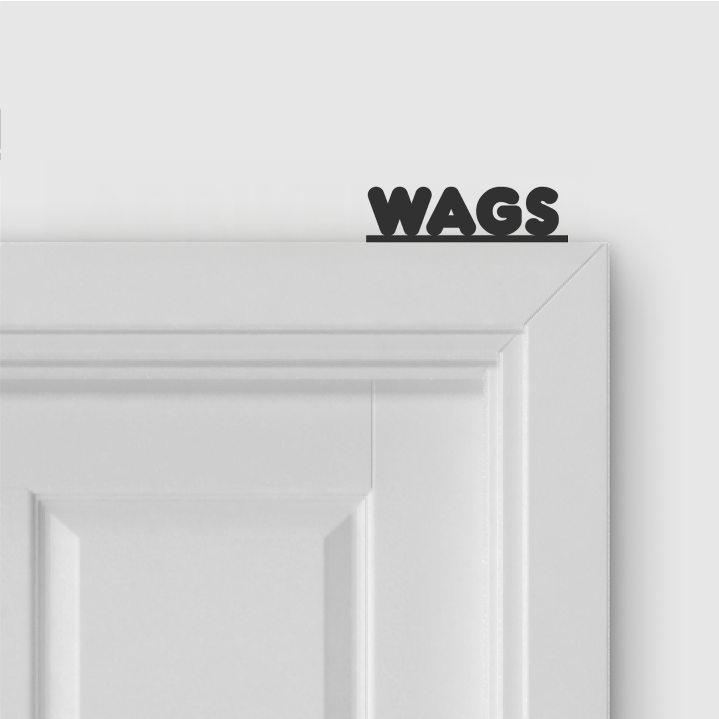 WAGS door topper in Round font style