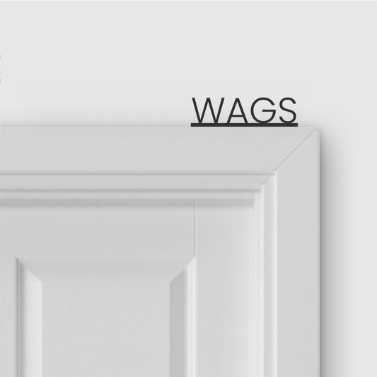 WAGS door topper in Thin font style
